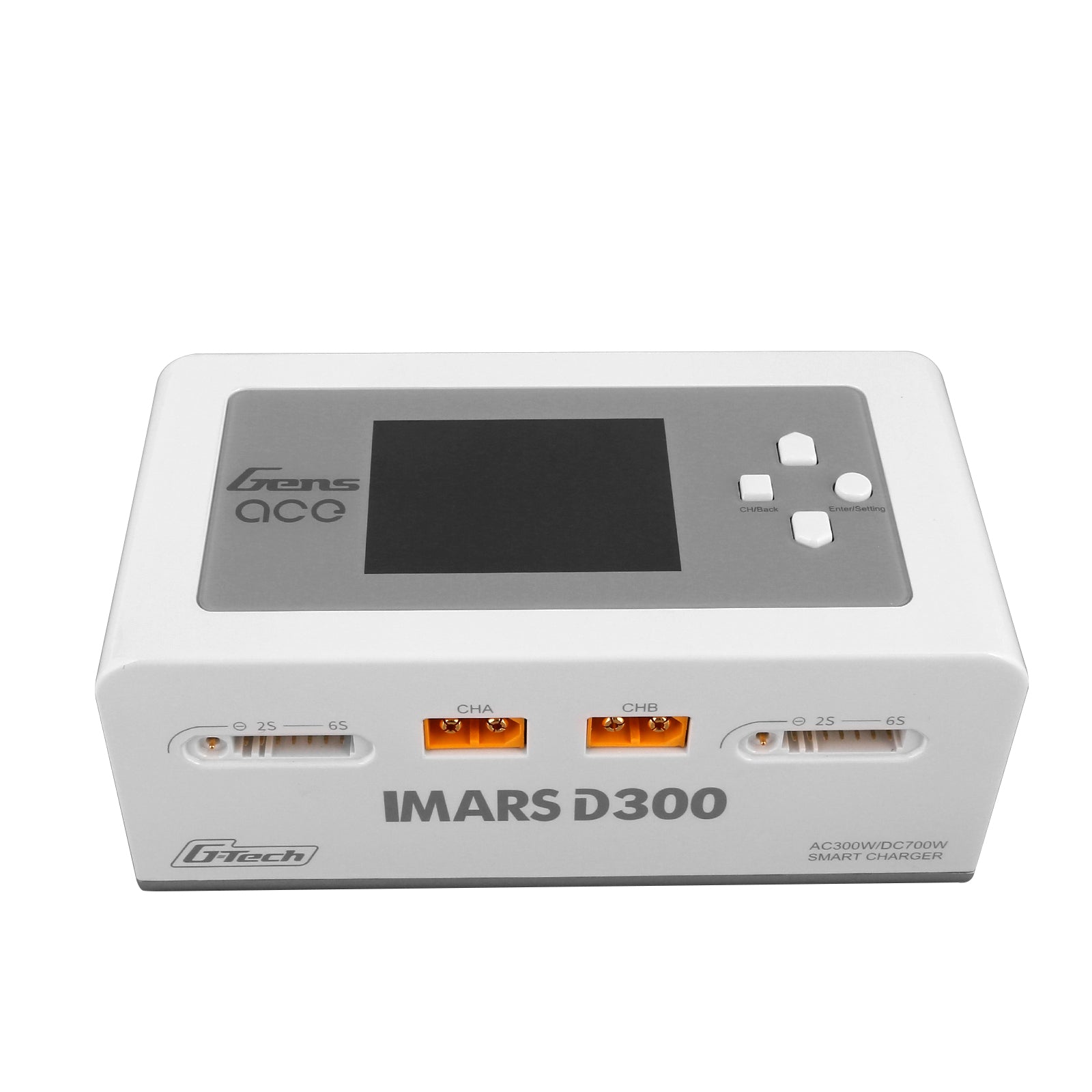 Gens Ace iMars D300 G-Tech Channel AC/DC 300W/700W RC Battery Charger-UK White