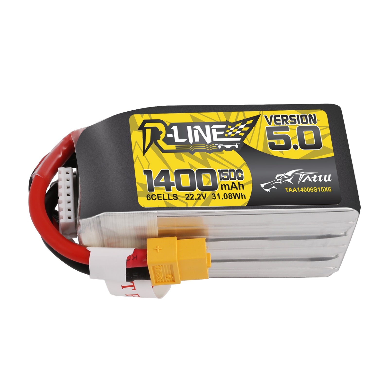 Tattu R-Line Version 5.0 1400mAh 22.2V 150C 6S Lipo Battery Pack with XT60 Plug