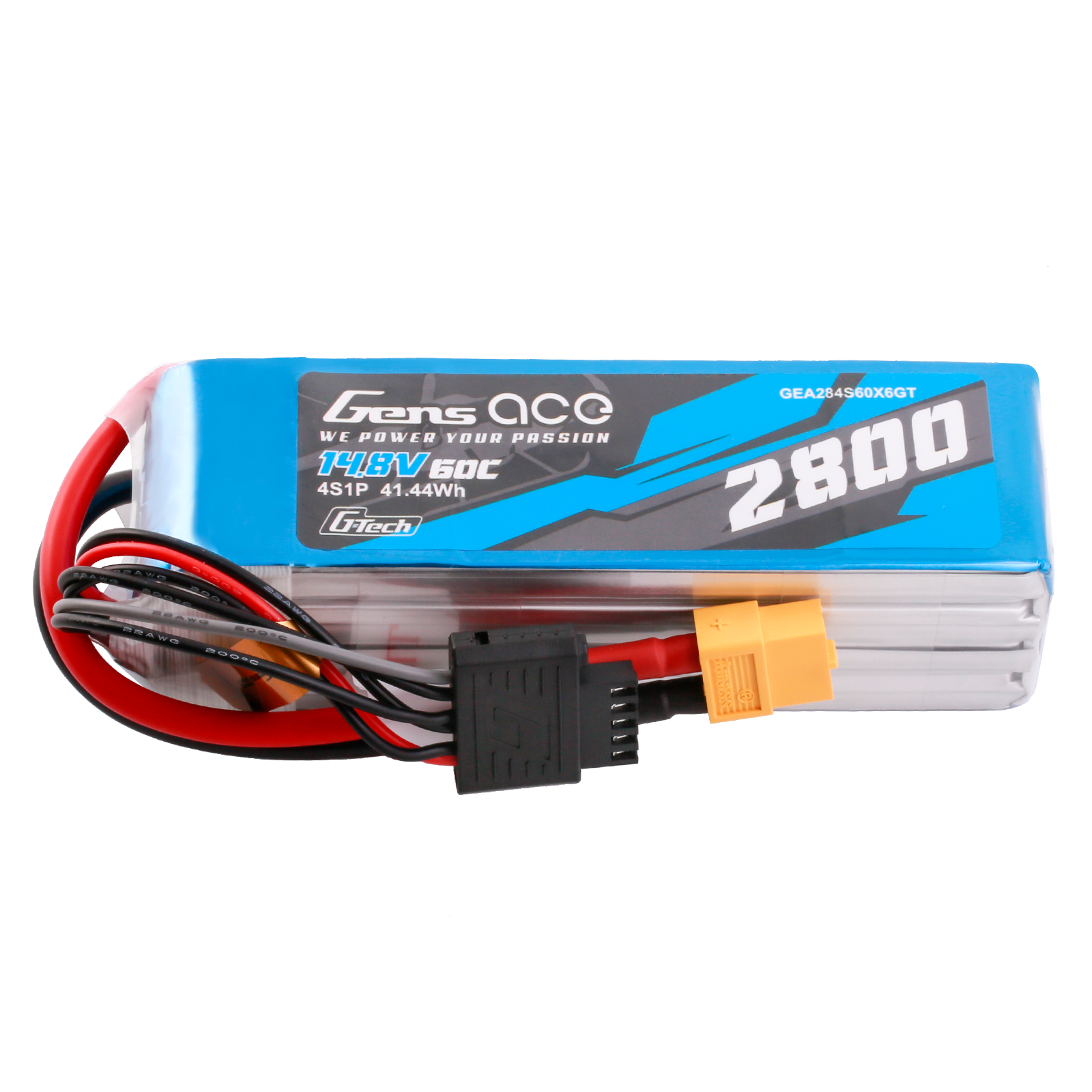 Gens ace G-Tech 2800mAh 14.8V 60C 4S1P LiPo Battery Pack with XT60 Plug