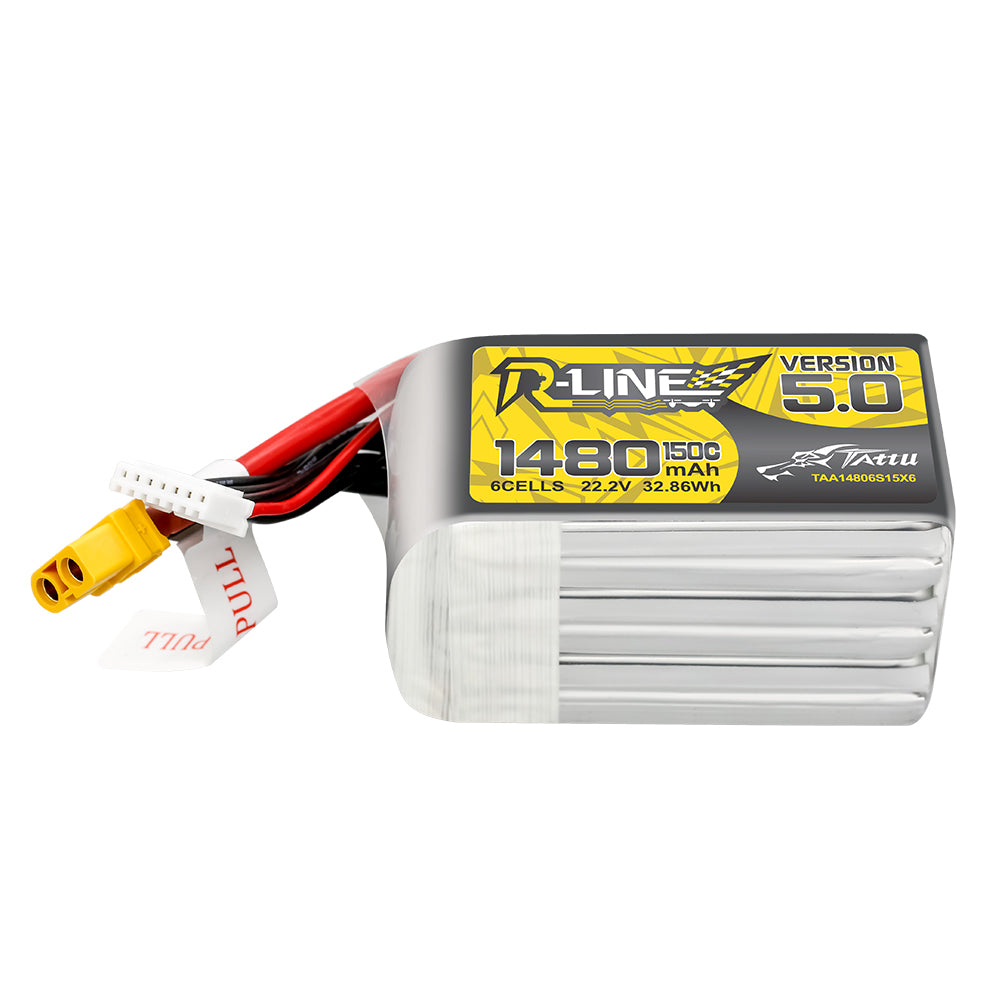 Tattu R-Line Version 5.0 1480mAh 22.2V 150C 6S Lipo Battery Pack with XT60 Plug