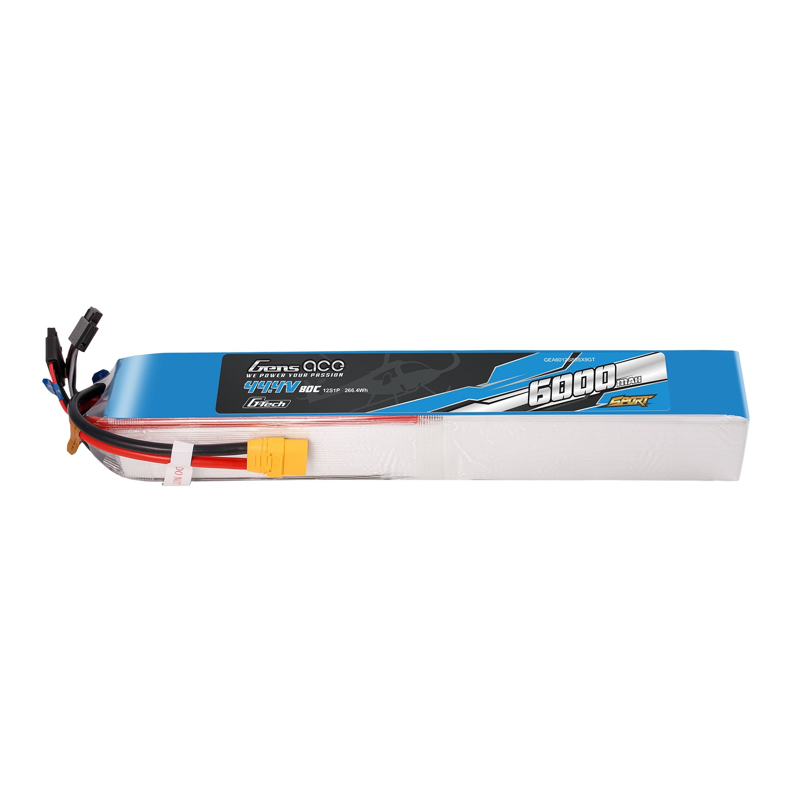 Gens Ace Sport G-Tech 6000mAh 44.4V 80C 12S1P Battery Pack with XT90 plug（700 Helicopter）