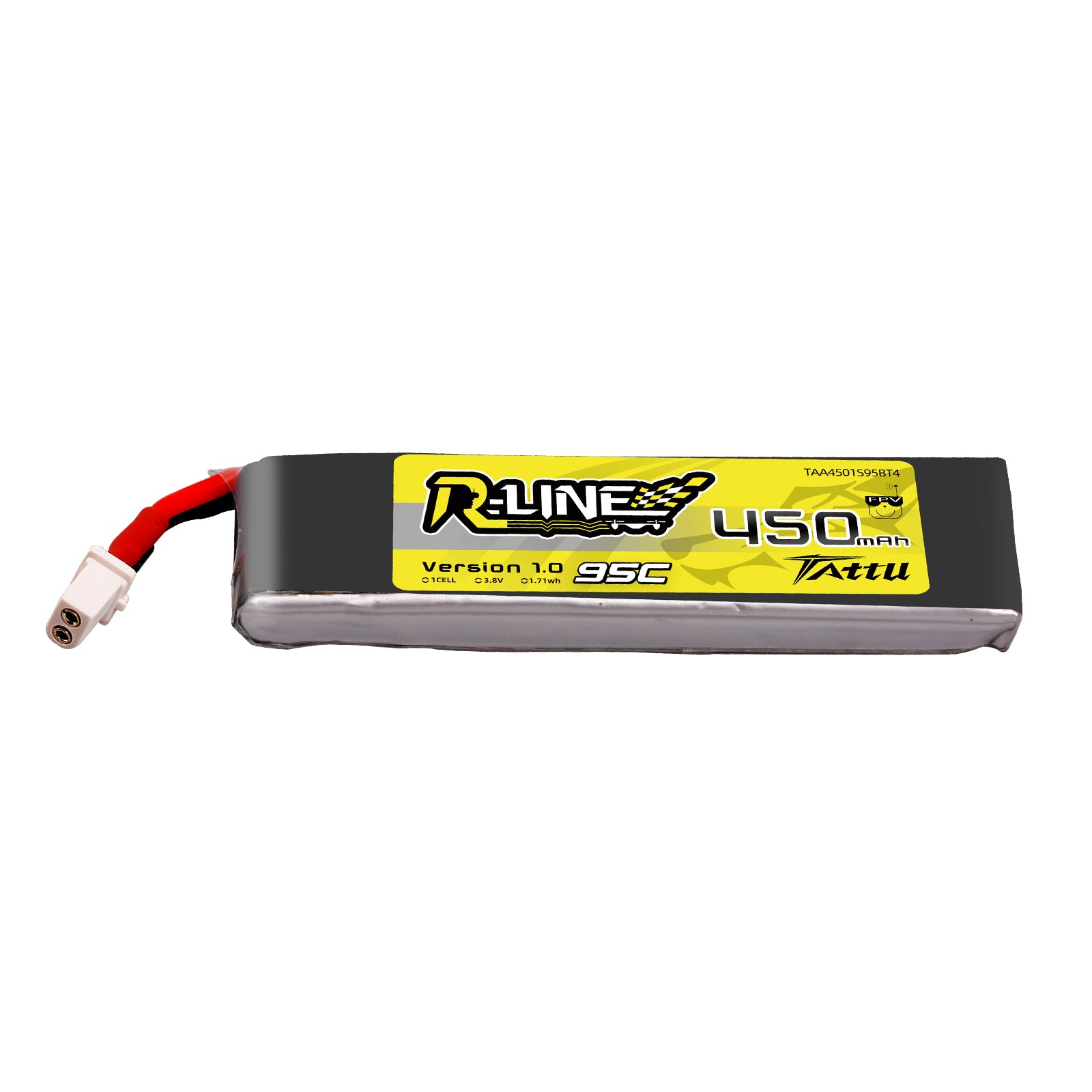 Tattu R-Line 450mAh 3.8V 1S1P 95C Lipo Battery  with  BT2.0 Plug（4pcs）
