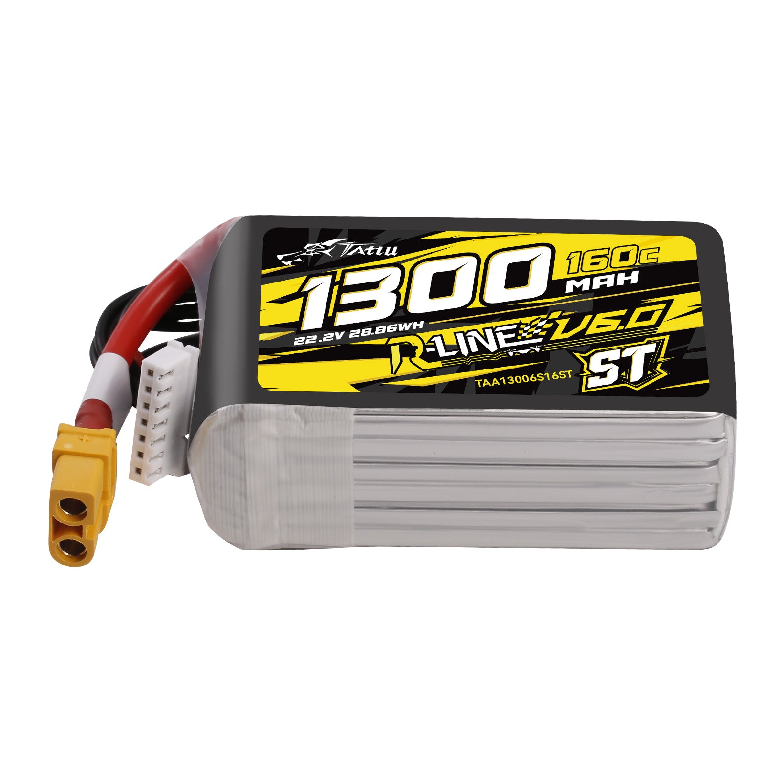 Tattu R-Line Version 6.0 1300mAh 22.2V 160C 6S Lipo Battery with XT60 Plug [ST]