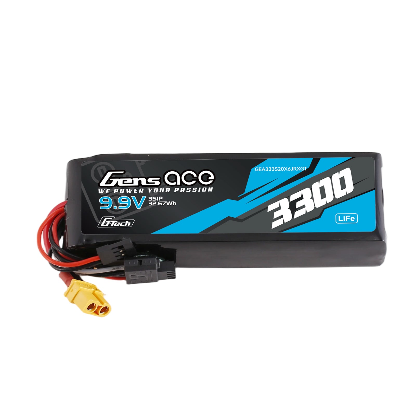 Gens ace Mini G-Tech 3300mAh 9.9V 3S 20C Li-Fe Battery with XT60 for Receiver