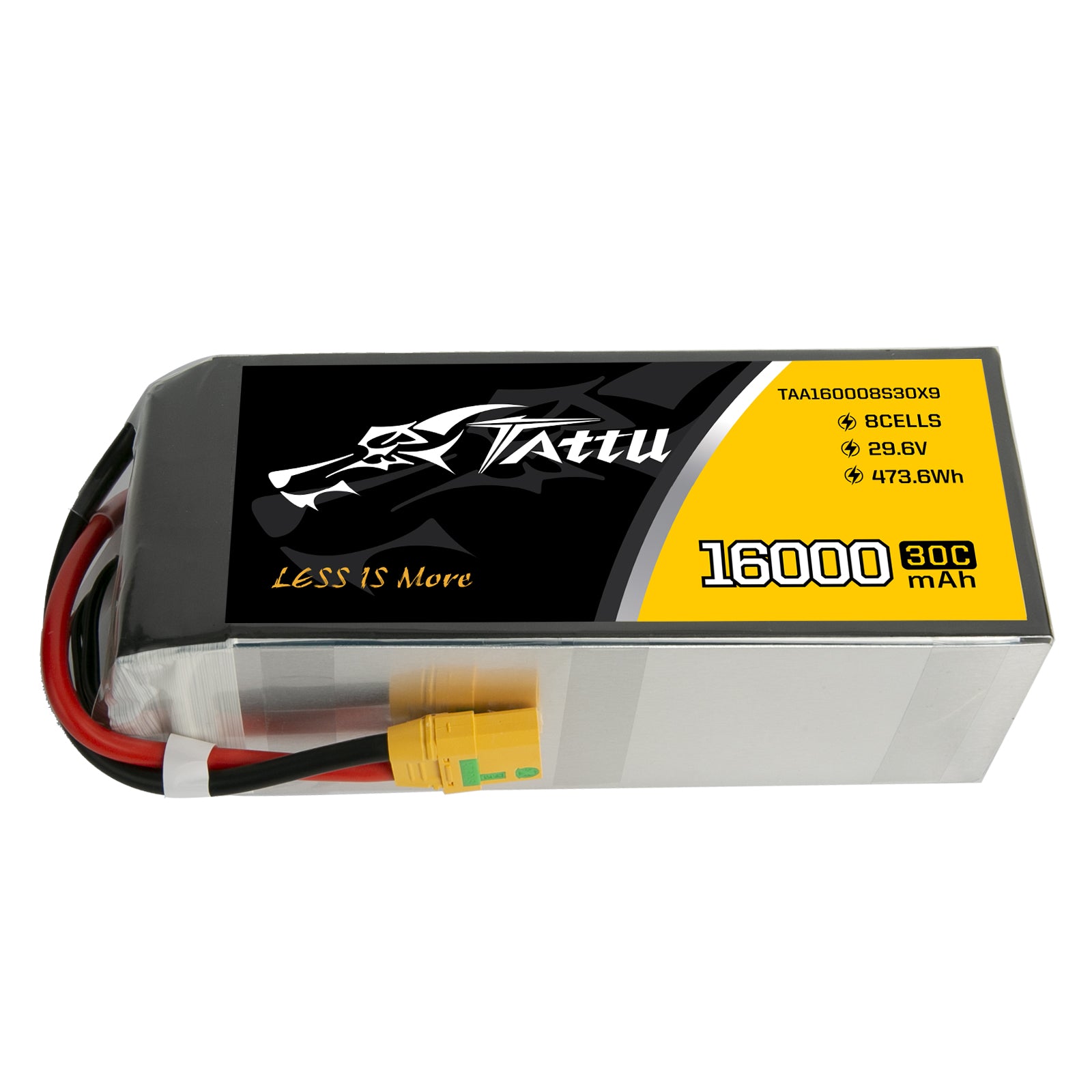 Tattu 16000mAh 29.6V 8S1P 30C 473.6Wh LiPo Battery with XT90-S