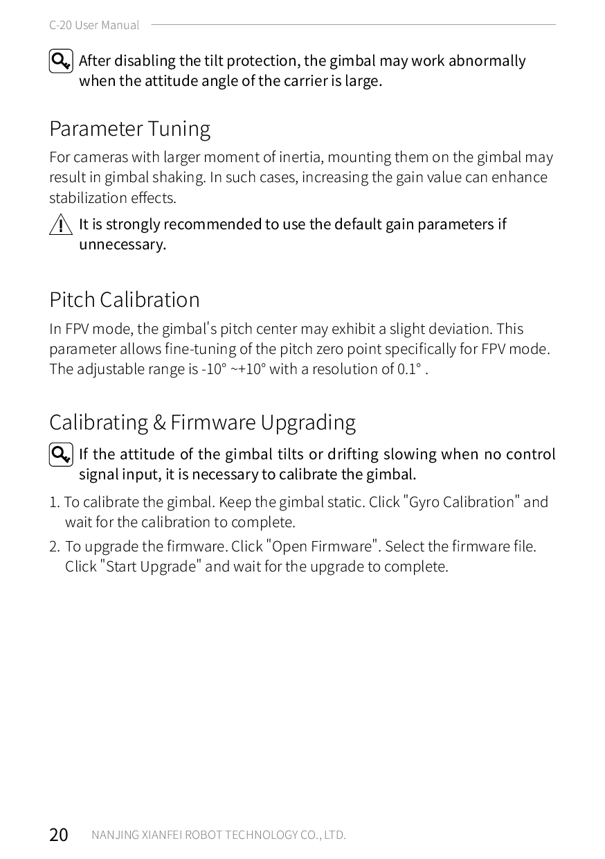 C-20T 3-Axis FPV Gimbal User Manual XF(A5) V1.4 – puslapis 26