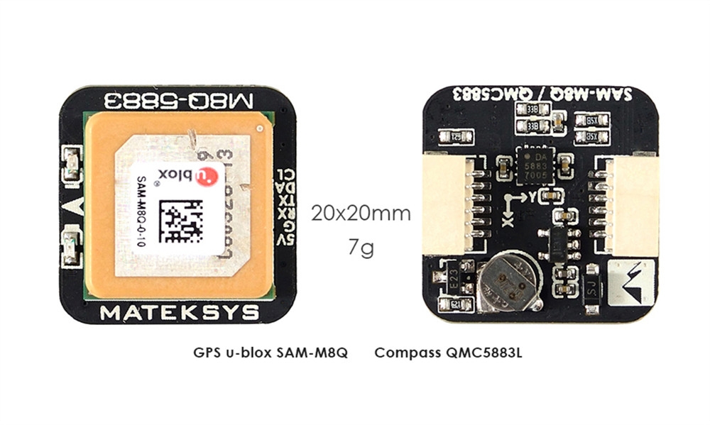 Matek Systems M8Q-5883 SAM-M8Q GPS & QMC5883L Compass Module for RC Drone FPV Racing