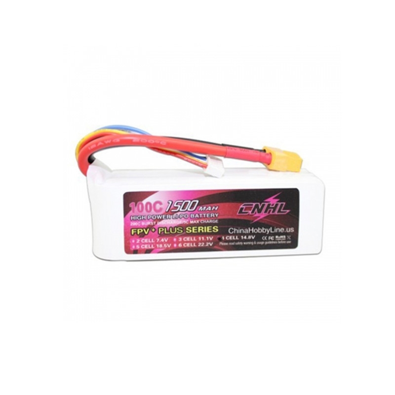 $19.99 for CNHL G+PLUS 14.8V 1500mAh 4S 100C Lipo Battery XT60U Plug for RC Drone FPV Racing