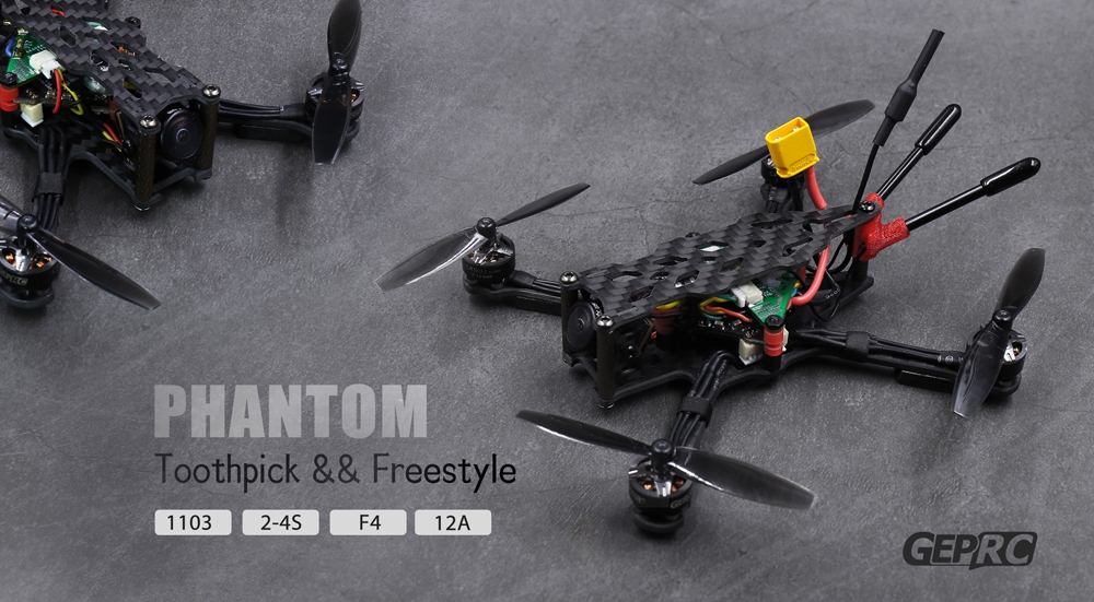 GEPRC PHANTOM Toothpick Freestyle 125mm 2-3S FPV Racing Drone BNF/PNP F4 OSD 12A ESC 1103 Motor IRC Tramp