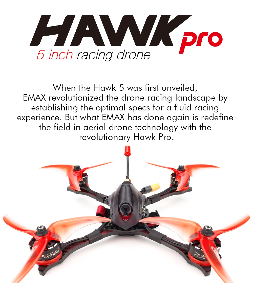 $171.75 for EMAX Hawk Pro 5 Inch 4S/6S FPV Racing Drone PNP/BNF F405 FC 35A Blheli_32 ESC Pulsar 2306 1700KV/2400KV Motor CADDX Ratel Cam 25-200mW VTX