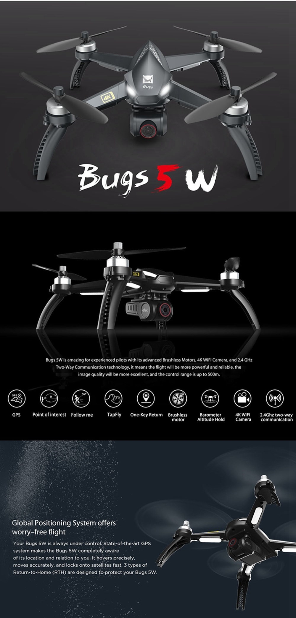 23% off for MJX B5W 5G WIFI FPV w/ 4K Camera GPS Brushless RC Quadcopter RTF