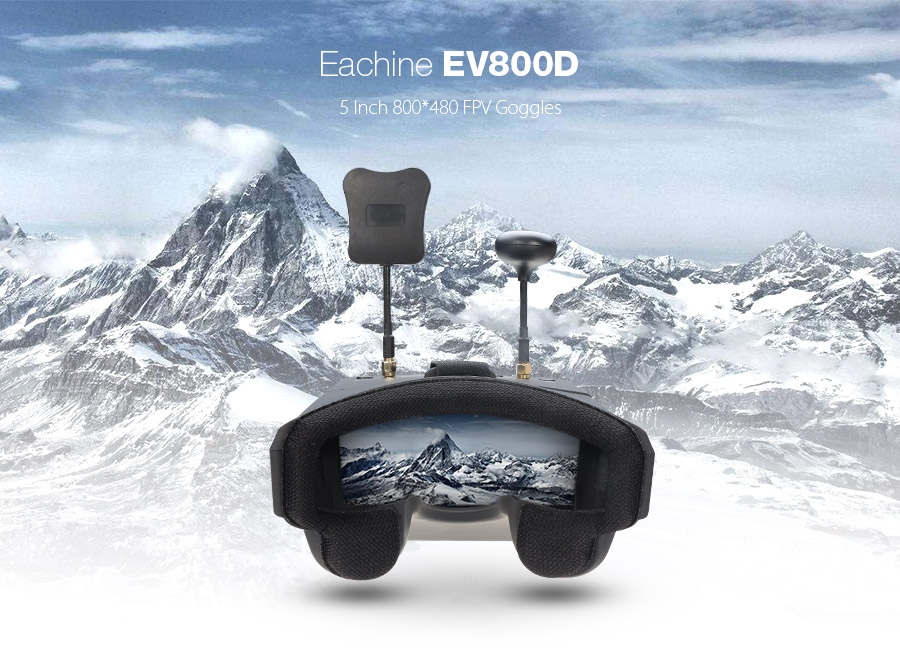 20% OFF for Eachine EV800D 5.8G 40CH Diversity FPV Goggles 5 Inch 800*480 Video Headset HD DVR Build in Battery