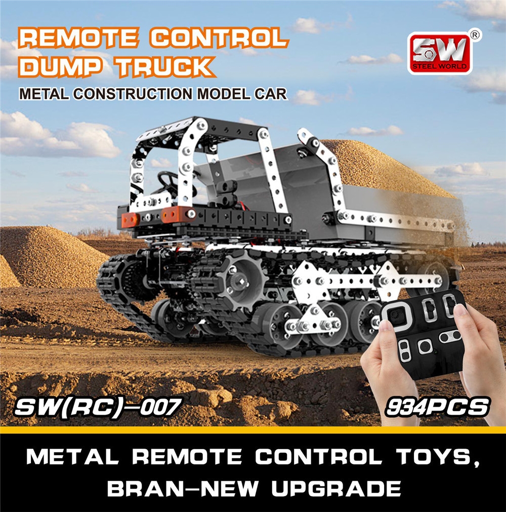 $37.38 for SWRC 007 934PCS 2.4G 10CH Stainless Steel DIY RC Car Dump Truck Construction Model Vehicles