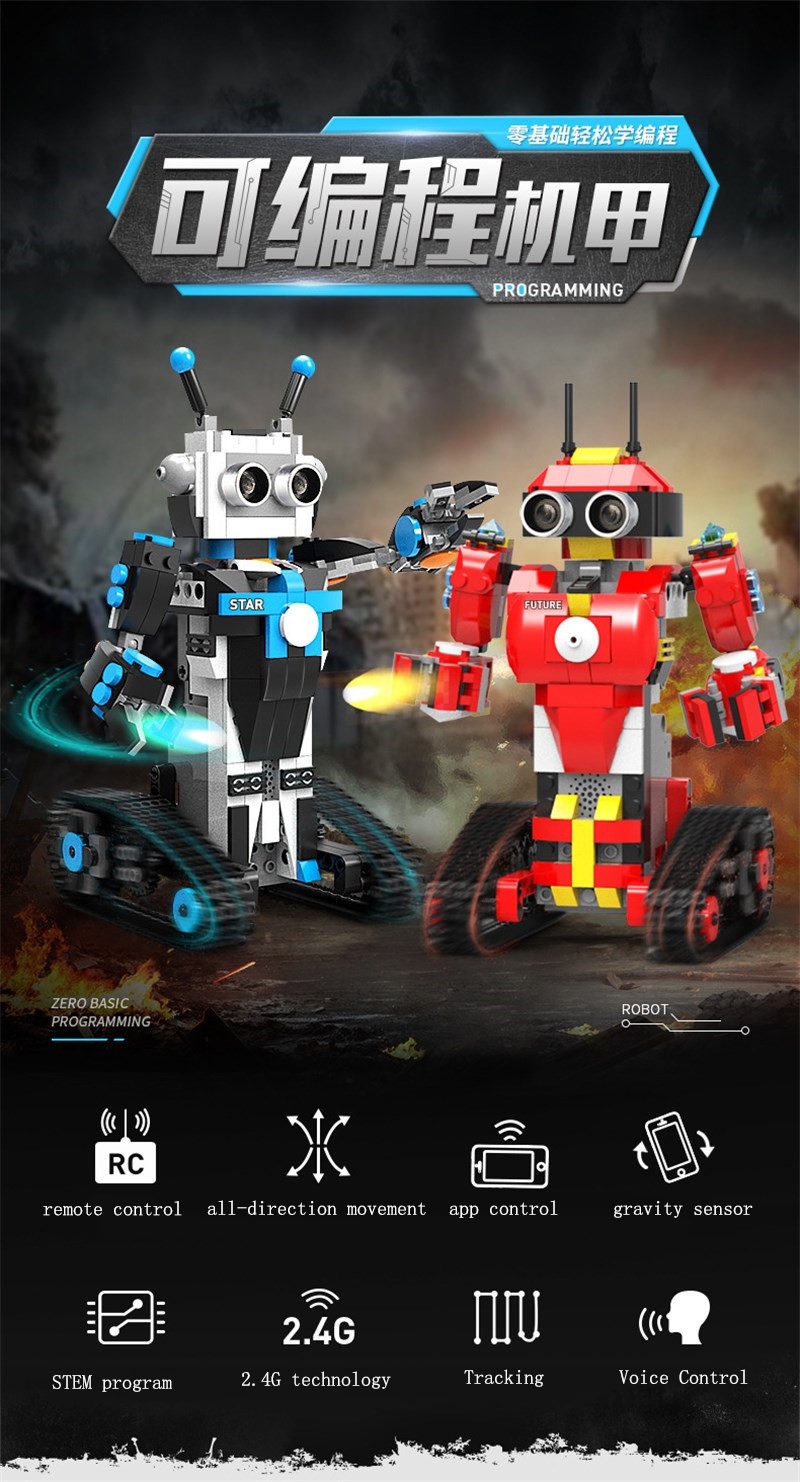 XuanPing DIY STEAM Block Building RC Robot Stick / App Control Progarmmable Robot Toy