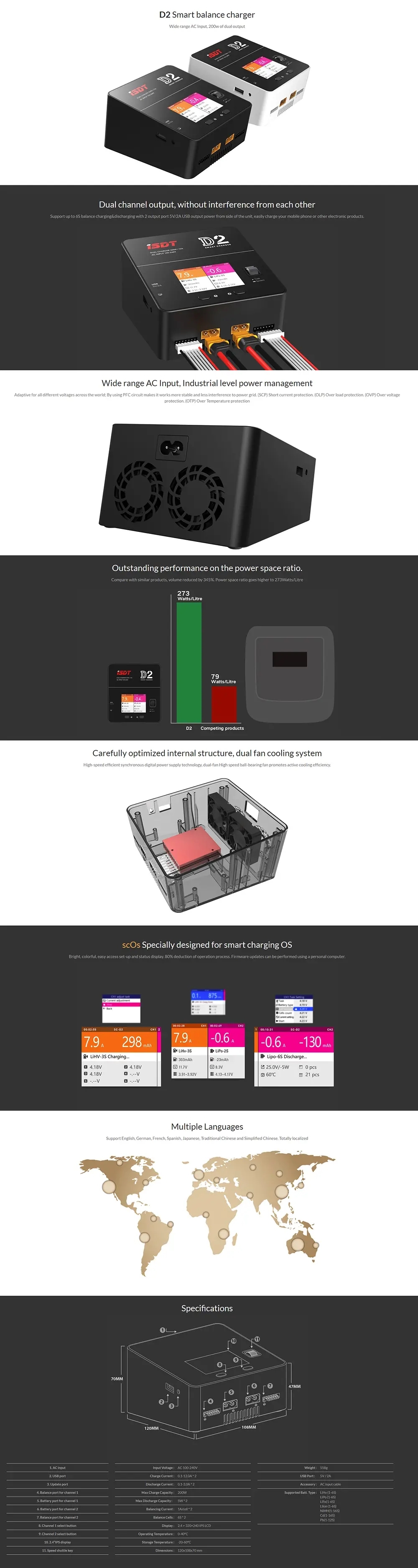 15% OFF for ISDT D2 200W 24A AC Dual Channel Output Smart Battery Balance Charger