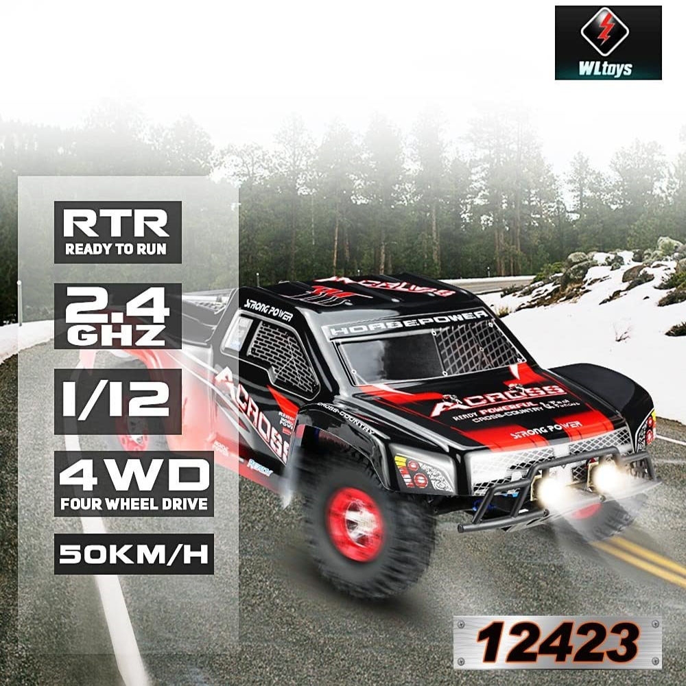 WLtoys 12423 RTR 1/12 2.4G 4WD 50km/h RC Car LED Light Short Course Off-Road Truck Vehicle Models